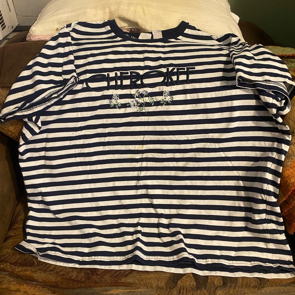 Blue and white striped top
